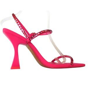 Nwt ZARA Fuchsia Satin w/ Rhinestones Ankle Strap High Heel Sandals  Sz 8 EU 39
